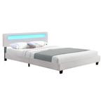 Gestoffeerd bed Paris - 160 x 200 cm - Wit - LED Verlichting, Verzenden, Nieuw