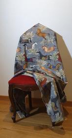 Origineel landhuisstof met racepaarden - grijs - Textiel -