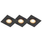 Set van 3 badkamer inbouwspots zwart vierkant IP44 - Xena, Nieuw, Overige materialen, Minder dan 50 watt