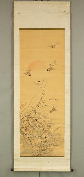 Many Sparrows Flocking Golden Rice - with signature Seido, Antiek en Kunst, Antiek | Overige Antiek