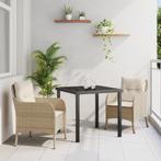 vidaXL 3-delige tuinset met kussens in beige poly rattan, Verzenden, Nieuw, Rotan, Tuinset