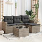 vidaXL 5-delige Loungeset met kussens poly rattan grijs, Tuin en Terras, Tuinsets en Loungesets, Verzenden, Nieuw, Rotan, Loungeset