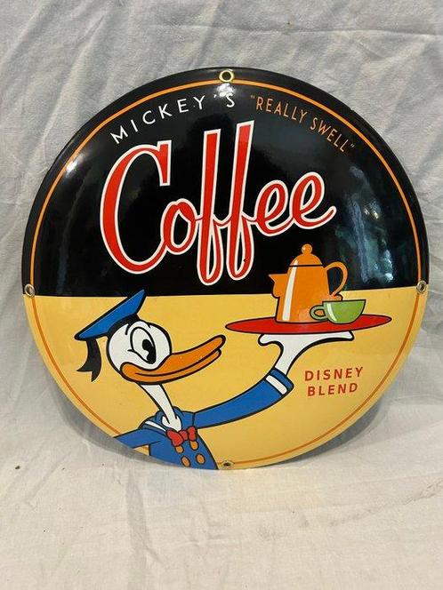 Emaille bord - Coffee Donald Duck - Emaille, Verzamelen, Disney