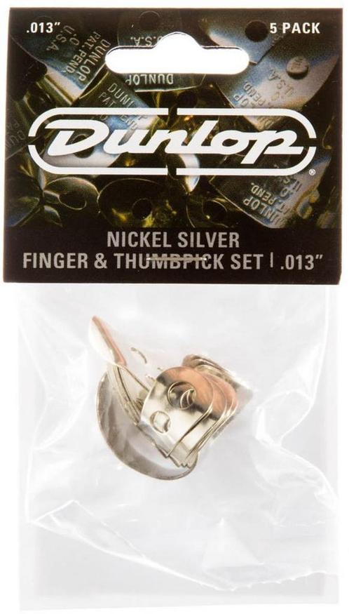 Jim Dunlop RVS vingerplectrum + duimplectrum  0.013 - 5-pack, Muziek en Instrumenten, Instrumenten | Toebehoren, Banjo, Nieuw
