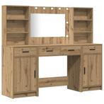 vidaXL Make-up tafel set met LED 3 pcs Artisan Eiken Bewerkt, Huis en Inrichting, Verzenden, Nieuw