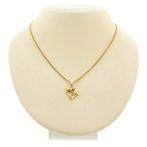 Gouden hanger van twee dolfijnen met diamant | 0,015 ct., Ophalen of Verzenden, Gebruikt, Goud, Overige merken