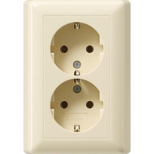 GIRA Systeem 55 Wandcontactdoos met randaarde 2V Crème wit, Doe-het-zelf en Verbouw, Elektra en Kabels, Nieuw, Ophalen of Verzenden