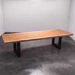 Boomstamtafel, Eettafel 310x110 massief hardhout, metaalpoot, 200 cm of meer, Nieuw, Robuust Modern, 100 tot 150 cm