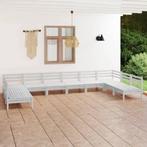 vidaXL 10-delige Loungeset massief grenenhout wit, Tuin en Terras, Verzenden, Nieuw, Loungeset