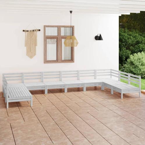 vidaXL 10-delige Loungeset massief grenenhout wit, Tuin en Terras, Tuinsets en Loungesets, Loungeset, Nieuw, Verzenden