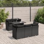 vidaXL 6-delige Loungeset met kussens poly rattan zwart, Verzenden, Nieuw, Rotan, Loungeset