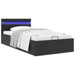 vidaXL Bedframe met opslag hydraulisch LED kunstleer zwart, Overige materialen, 90 cm, Eenpersoons, Verzenden