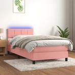 vidaXL Boxspring met matras en LED fluweel roze 90x200 cm, 90 cm, Eenpersoons, Verzenden, Nieuw