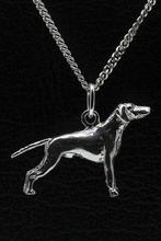 Zilveren Weimaraner korthaar met staart ketting hanger - ..., Verzenden, Nieuw