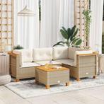 vidaXL 5-delige Loungeset met kussens poly rattan beige, Tuin en Terras, Verzenden, Nieuw, Rotan, Loungeset