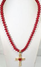 Robijn en Kruis Hart van Jezus met zirkonia - Sluiting: