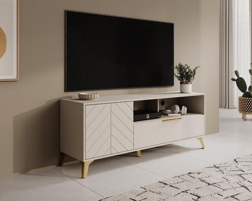 Meubella TV-Meubel beige met goud 153 cm | TV-Kast, Huis en Inrichting, Kasten | Televisiemeubels, 150 tot 200 cm, 25 tot 50 cm