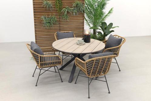 Garden Impressions Margriet naturel / Edison 122 cm. - ronde, Tuin en Terras, Tuinsets en Loungesets, Tuinset, Nieuw, Wicker, Verzenden