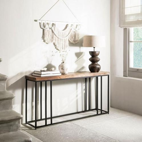 *WOONWINKEL* DTP Home Timber Teakhouten Sidetable Industriee, Huis en Inrichting, Tafels | Sidetables, Nieuw, Verzenden