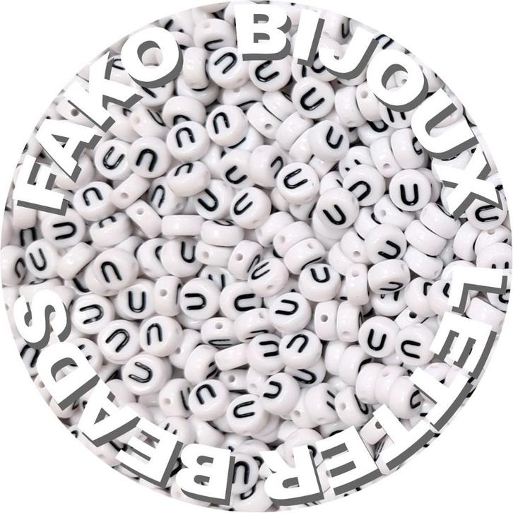 Fako Bijoux - Letterkralen U - Letter Beads - Alfabet Kralen, Hobby en Vrije tijd, Kralen en Sieraden maken, Verzenden