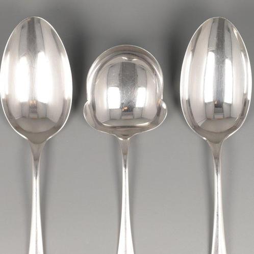 van Kempen & Begeer Hollands Glad - Opdienlepel (3) -, Antiek en Kunst, Antiek | Goud en Zilver