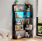 Hoekboekenkast 5 Lagen – Open Wandkast met LED Verlichting, Verzenden, Nieuw