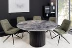 Ronde eettafel UNIQUE 120cm zwart keramiek met onderstel -, Ophalen of Verzenden, Nieuw