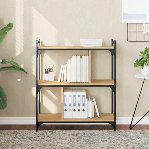 vidaXL Boekenkast 3-laags 76x32x88 cm bewerkt hout sonoma, Huis en Inrichting, Kasten | Boekenkasten, Nieuw, Overige houtsoorten