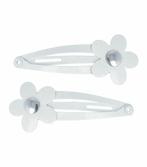 Haarspeld Klikklak 4 cm - Bloem Metaal - Wit- Set van 2, Nieuw