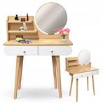 Kaptafel - ronde spiegel - make up tafel - 80x40x122 cm -..., Huis en Inrichting, Tafels | Kaptafels, Ophalen of Verzenden, Nieuw