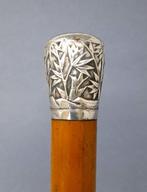 Wandelstok - Wit metaal - Edwardiaanse stijl met, Antiek en Kunst