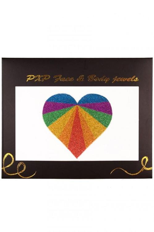 PXP Gezicht Sticker Face Jewels Rainbow Heart, Hobby en Vrije tijd, Feestartikelen, Nieuw, Verzenden