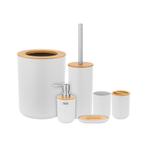 Teesa TSA0400-W 6 delige bamboe badkamer accessoires set wit, Ophalen of Verzenden, Nieuw