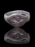 Oud-Romeins Zilver, Rare Lion Seal Ring (Zonder