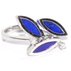 Ring - 14 karaat Witgoud - 3.06ct. tw. Lapis lazuli -, Sieraden, Tassen en Uiterlijk, Ringen, Nieuw