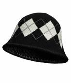 Bucket Hat Ruit Print Zwart, Nieuw