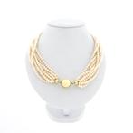 Parel collier met gouden slot | 41 cm (vintage, sierslot), Gebruikt, Overige kleuren, Ophalen of Verzenden, Met edelsteen