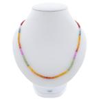 Multikleurige saffier kralen ketting met gouden slot | 45 cm, Gebruikt, Overige kleuren, Ophalen of Verzenden, Met edelsteen
