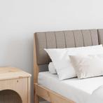 vidaXL Gestoffeerd hoofdbord Taupe 140 cm Massief grenenhout, Huis en Inrichting, Verzenden, Nieuw, Bruin, Hout