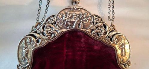 antieke avond tas met zware zilveren gedecoreerde en ajour, Antiek en Kunst, Antiek | Goud en Zilver