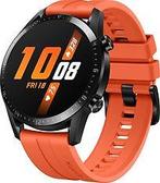 Huawei Watch GT 2 46 mm zwart met siliconenarmband oranje, Verzenden, Gebruikt