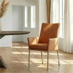 Leren eetkamerstoel Royal - Rancho Cognac (cognac) - Poten, Ophalen of Verzenden, Nieuw, Leer, Modern