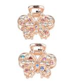 Haarklem Vlinder Metaal Strass 2,5cm Zilver Multi Color, Verzenden, Nieuw