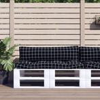 vidaXL Palletkussens 2 st ruitpatroon oxford stof zwart, Huis en Inrichting, Woonaccessoires | Kussens, Verzenden, Nieuw, Zwart