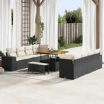 vidaXL Tuin Sofa Set met kussen 11 pcs Zwart, Crème 100 x, Verzenden, Nieuw, Rotan