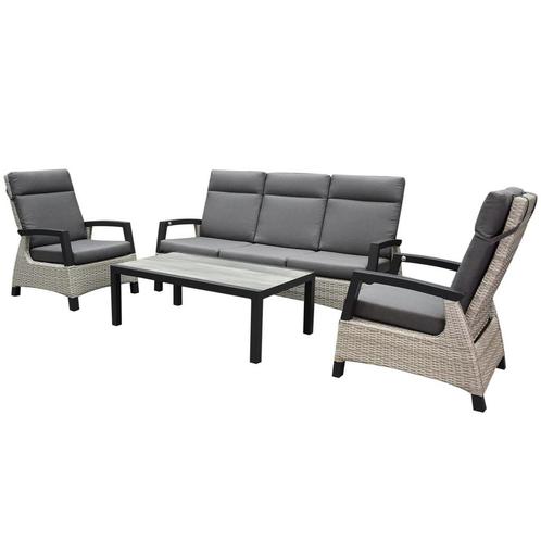 Dallas stoel bank loungeset 4 delig verstelbaar grijs, Tuin en Terras, Tuinsets en Loungesets, Nieuw, Wicker, Ophalen of Verzenden