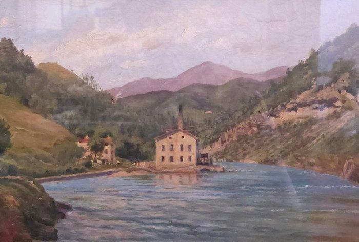 Italiaanse school (XX) - Paesaggio con lago, Antiek en Kunst, Kunst | Schilderijen | Klassiek