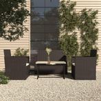 vidaXL 4-delige Loungeset met kussens poly rattan zwart, 4 zitplaatsen, Nieuw, Loungeset, Verzenden