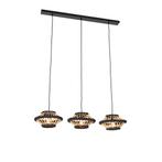Oosterse hanglamp bamboe met zwart langwerpig 3-lichts -, Huis en Inrichting, Lampen | Hanglampen, Nieuw, Overige stijlen