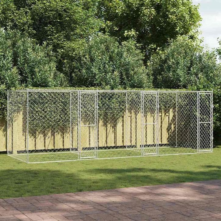 vidaXL Hondenbench Zilver 600 x 200 x 200 cm Gegalvaniseerd, Dieren en Toebehoren, Honden-accessoires, Nieuw, Verzenden
